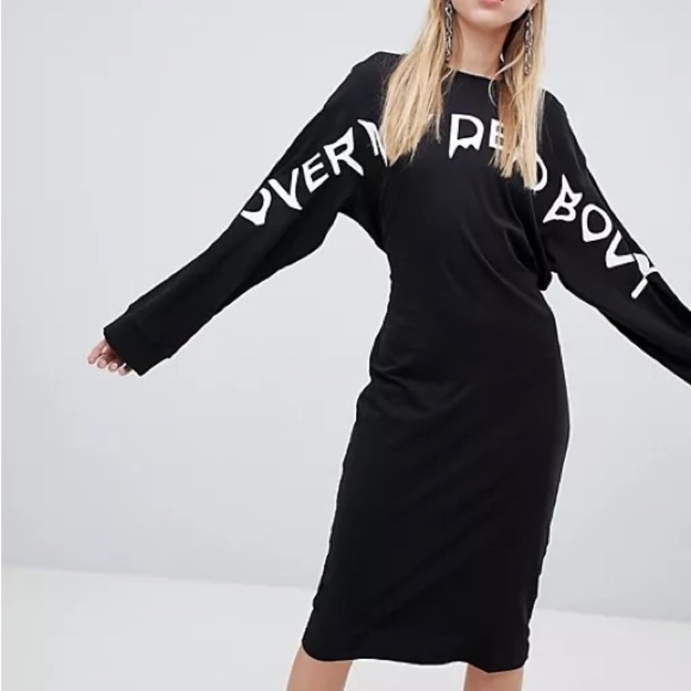 Cheap Monday “Over My Dead Body” Tie Back Midi Dress XS